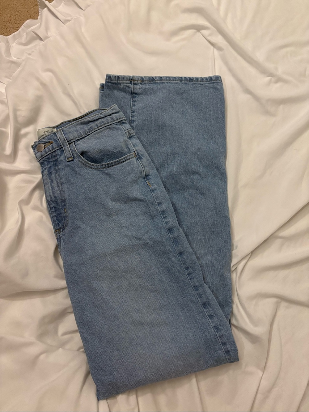 High Waist Wide Leg Denim Jeans in a Light-Medium Wash